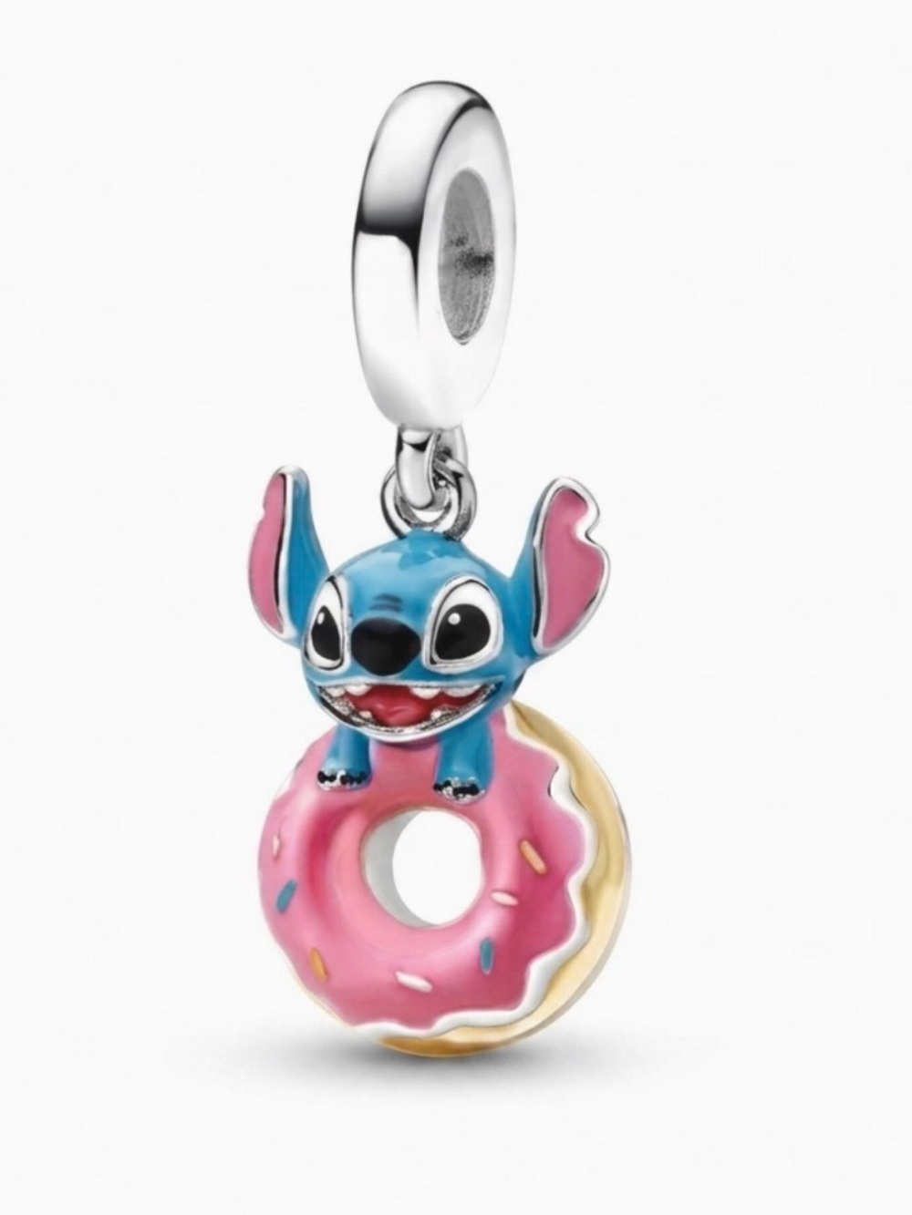 Blue Stitch Donut Charm on a Pink Donut